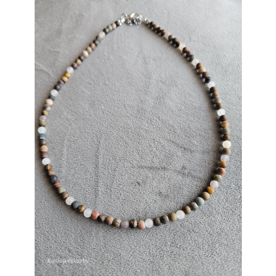 Naszyjnik z kamieni jaspis i kwarc lawendowy